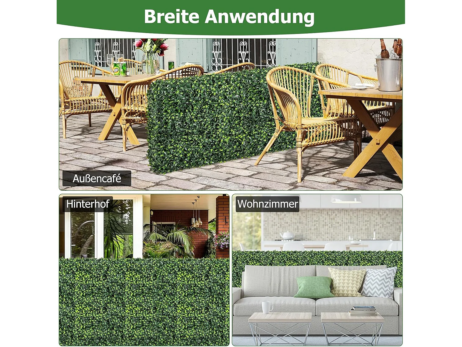 Kunstplantenwand, staande kunstplanten, als ruimteverdeler en decoratie, met realistische PE-bladeren, 92 x 38 x 86 cm, ideaal voor binnen en buiten