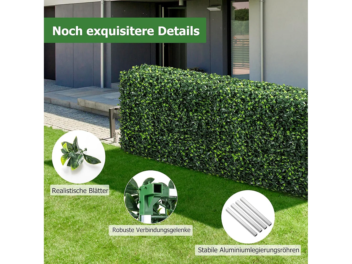 Kunstplantenwand, staande kunstplanten, als ruimteverdeler en decoratie, met realistische PE-bladeren, 92 x 38 x 86 cm, ideaal voor binnen en buiten