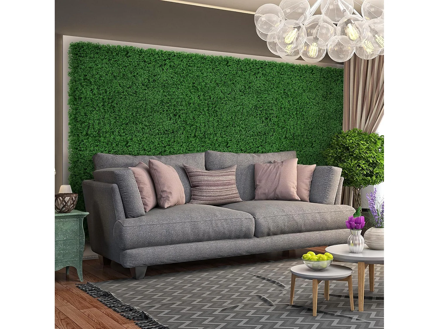 12 stuks plantenwand, 50,5 x 50,5 cm, kunstmatige moswand met elkaar verbindbaar, inkijkbescherming voor tuin, binnenplaats, balkon, thuis