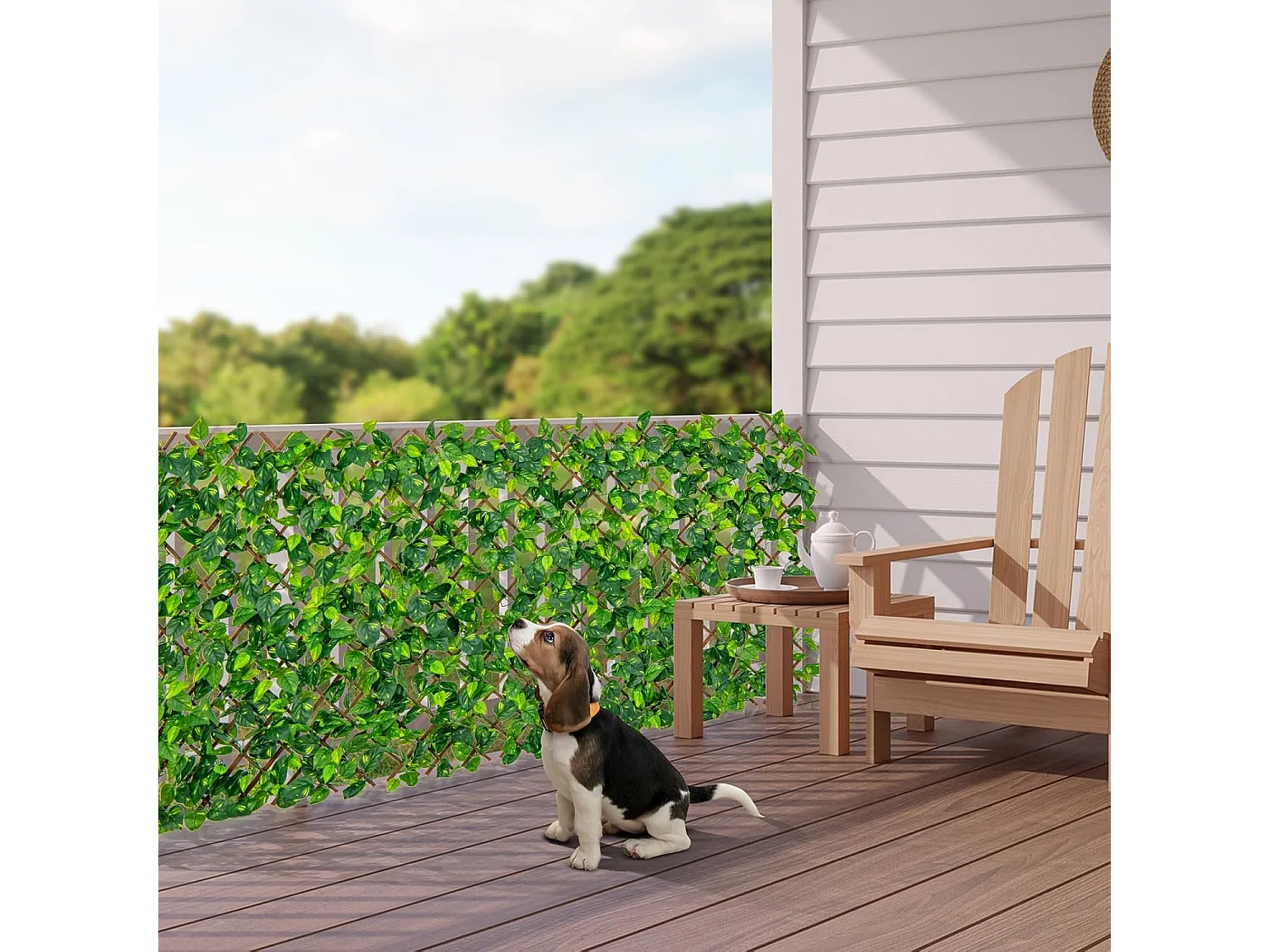 Kunstklimop voor de tuin, inkijkbescherming, 180 x 90 cm, plantenwand, heggen, klimop, omheining voor tuinheggen, balkon,windbescherming, wilgenvlechtwerk