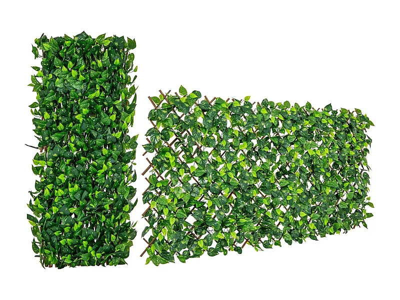 Kunstklimop voor de tuin, inkijkbescherming, 180 x 90 cm, plantenwand, heggen, klimop, omheining voor tuinheggen, balkon,windbescherming, wilgenvlechtwerk