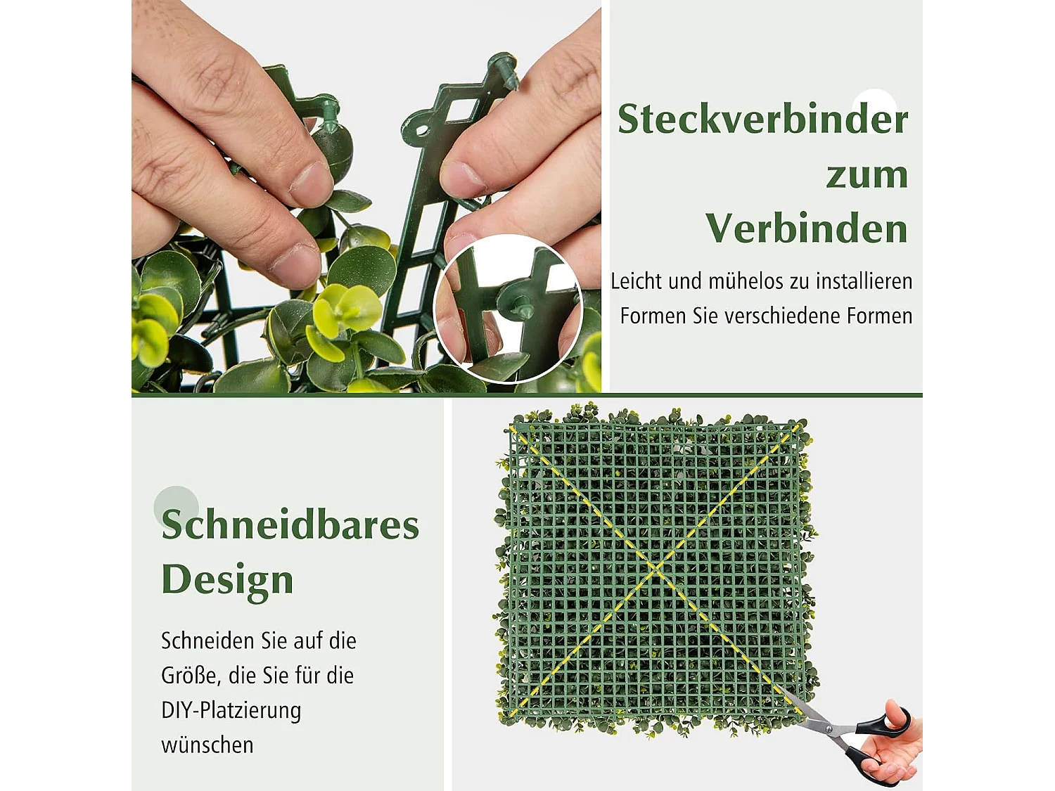 12 stuks kunstplantenwand, 50 x 50 cm, decoratieve hekken, uv-bestendig, kunstplantendecoratie, buxuspanelen, kunstplanten voor muur, tuin, terras, groen