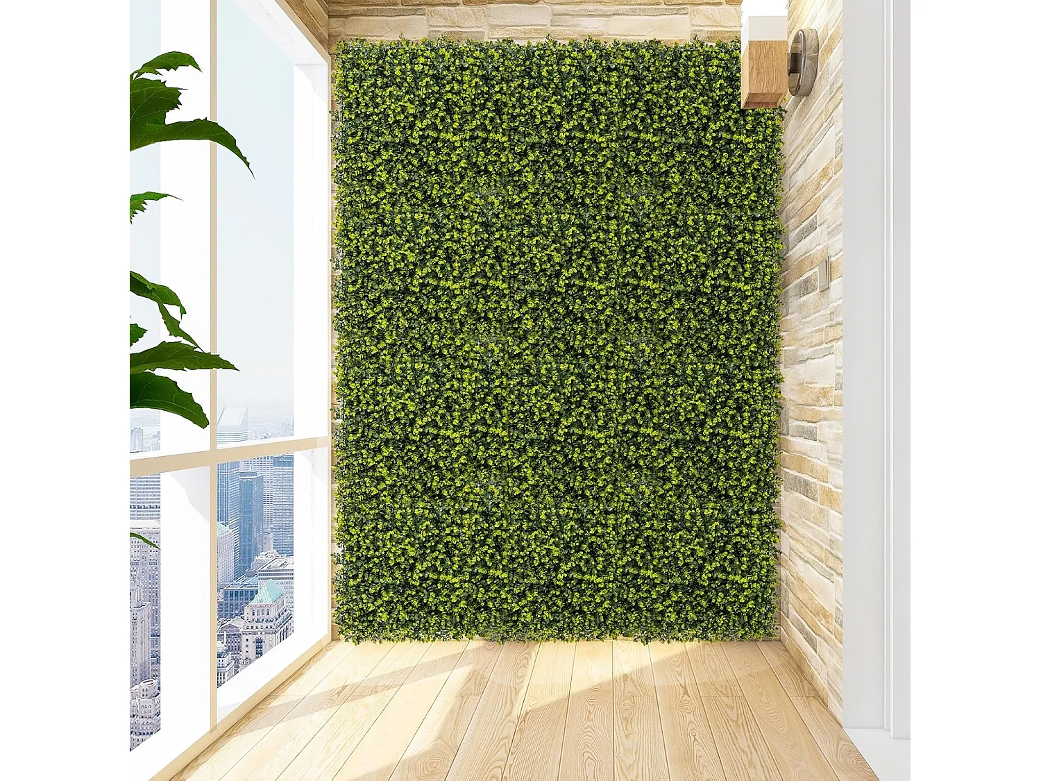 12 stuks kunstplantenwand, 50 x 50 cm, decoratieve hekken, uv-bestendig, kunstplantendecoratie, buxuspanelen, kunstplanten voor muur, tuin, terras, groen