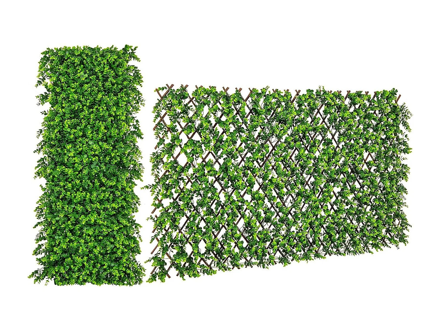 Kunstmatige klimop tuin privacy scherm, 180 x 90 cm, plant muur hagen met eucalyptus bladeren, hek voor tuin hagen balkon buiten decoratie,vlechtwerk (groen)