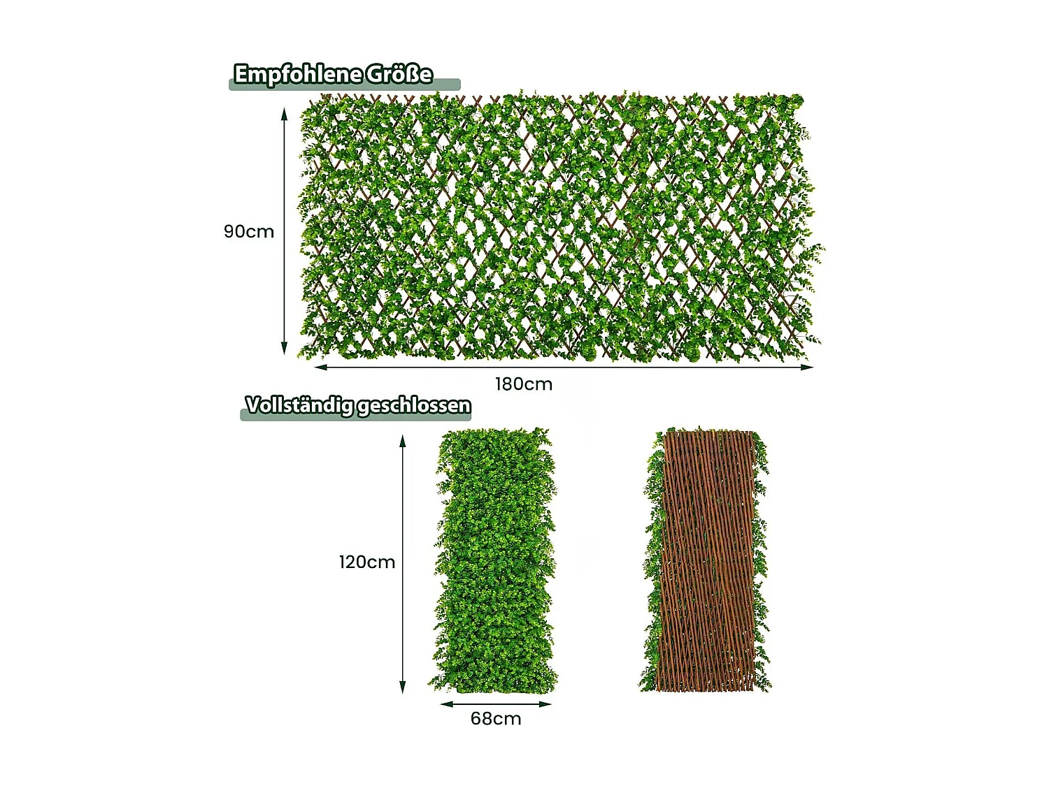 Kunstmatige klimop tuin privacy scherm, 180 x 90 cm, plant muur hagen met eucalyptus bladeren, hek voor tuin hagen balkon buiten decoratie,vlechtwerk (groen)