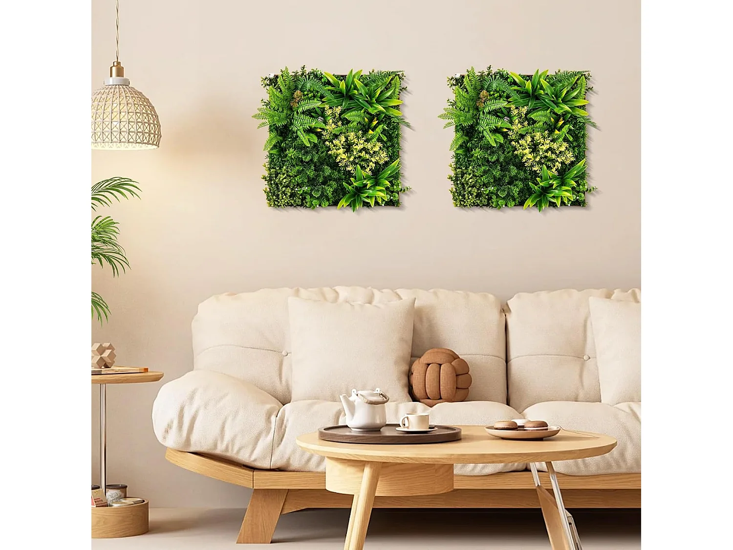 Set van 2 kunstheggen, plantenwand, 50 x 50 cm, panelen met veelzijdige kunstplanten, gesimuleerd gazon, wandpanelen, wandplanten,balkon, tuin, groen (11 soorten)