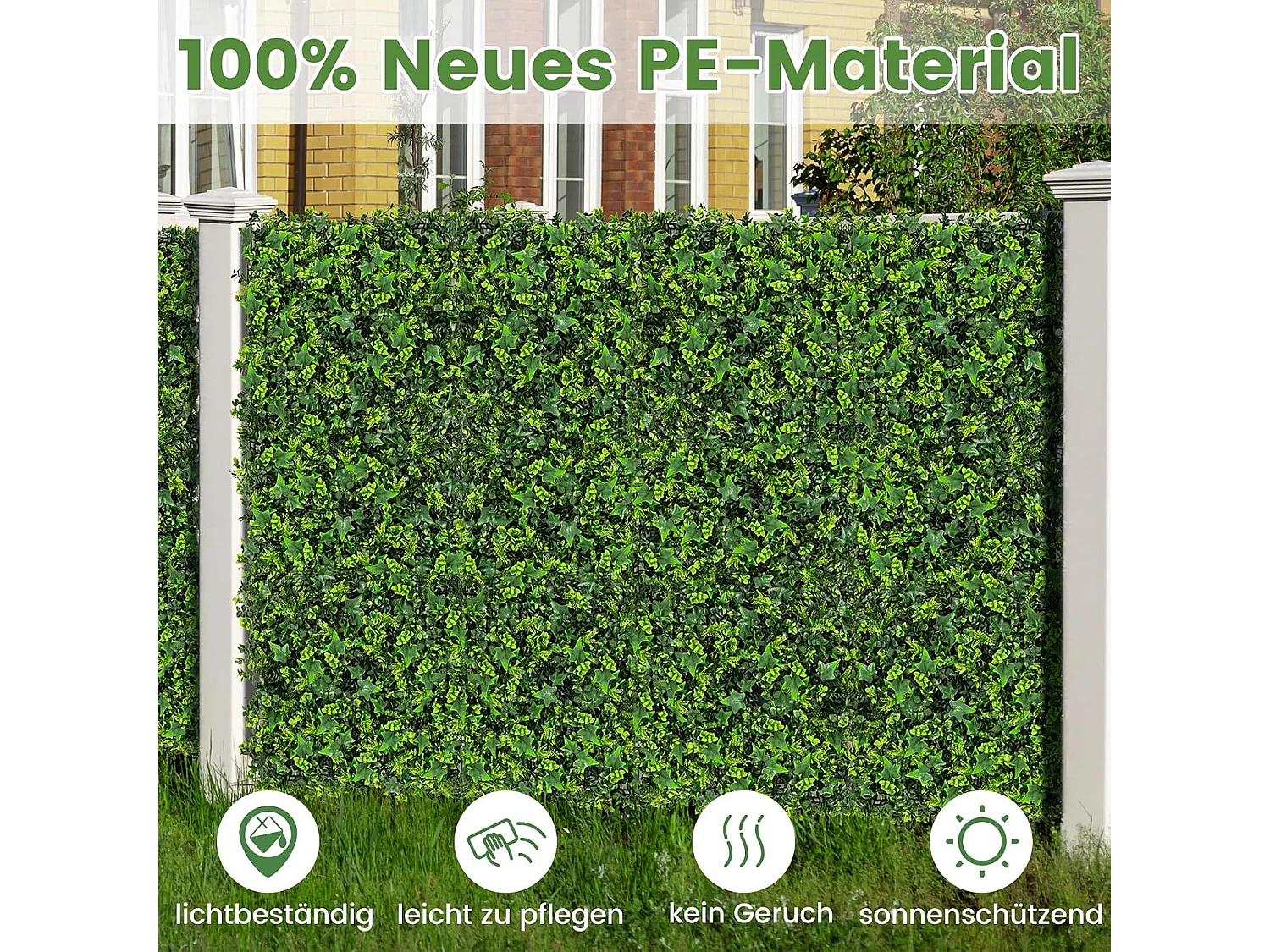 12 stuks kunstheggen, plantenwand, 50,5 x 50,5 cm, kunstplanten, uv-bestendig, kunstplanten, wandmontage, met elkaar te verbinden (gemengde bladeren)