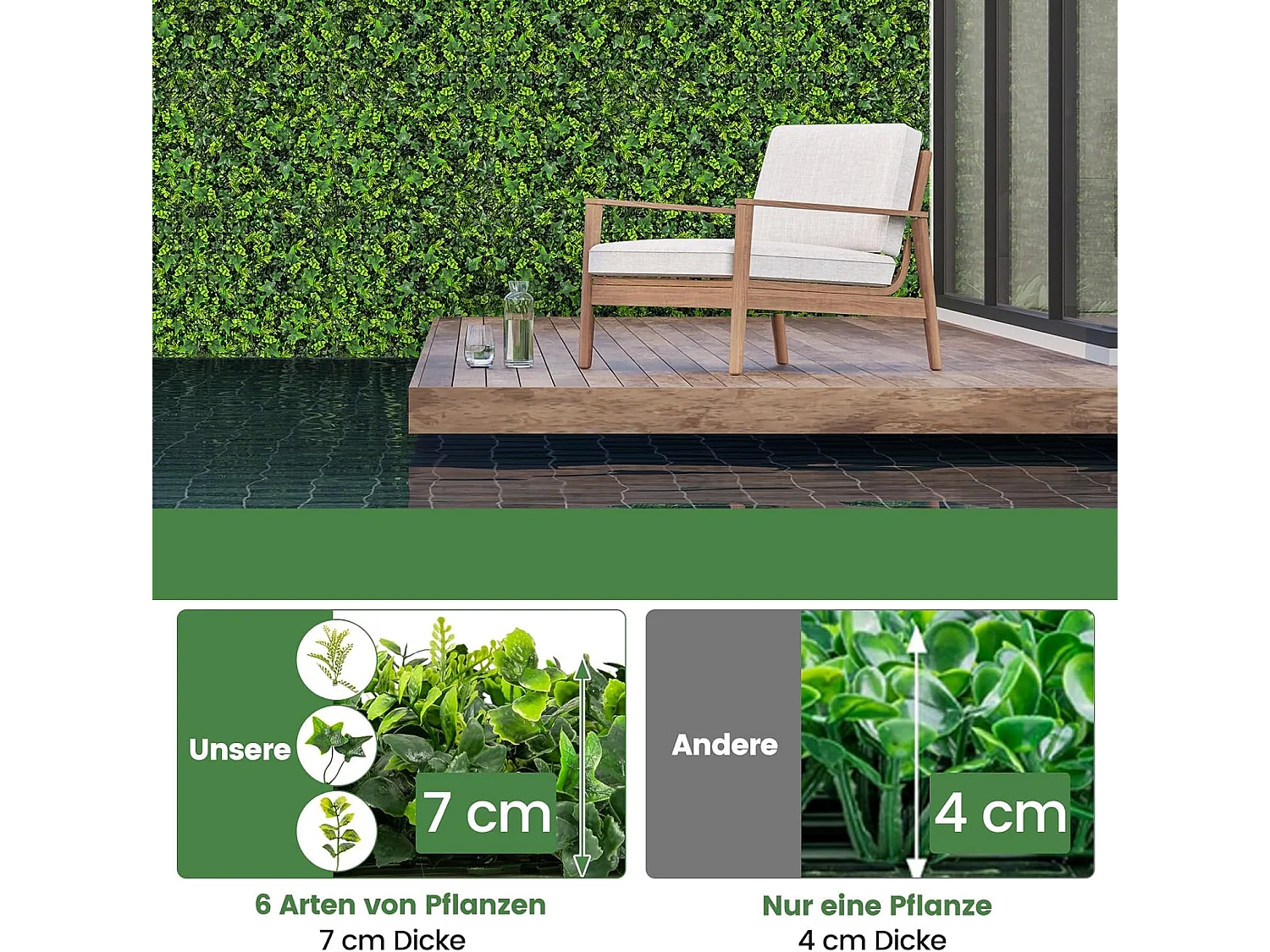 12 stuks kunstheggen, plantenwand, 50,5 x 50,5 cm, kunstplanten, uv-bestendig, kunstplanten, wandmontage, met elkaar te verbinden (gemengde bladeren)