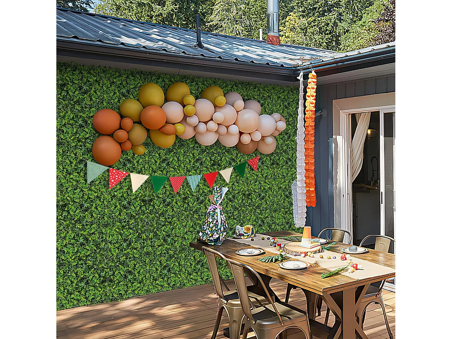 12 stuks kunstheggen, plantenwand, 50,5 x 50,5 cm, kunstplanten, uv-bestendig, kunstplanten, wandmontage, met elkaar te verbinden (gemengde bladeren)