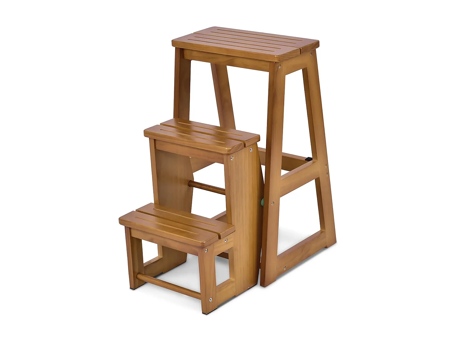 3-laags opklapbare opstapkruk multifunctionele ladderstoel zitbank utiliteit (Naturel)TI77221