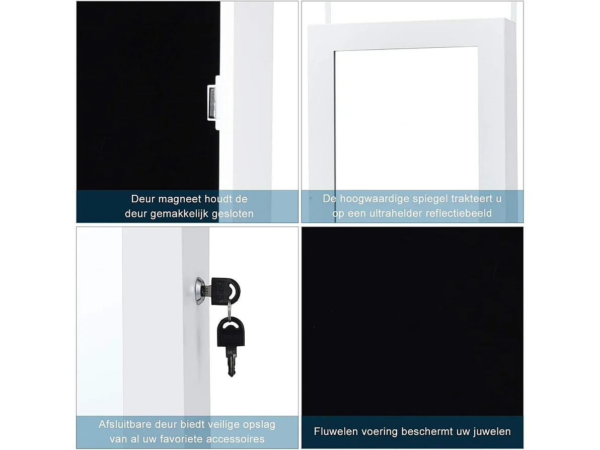 Afsluitbare LED lichtstrip sieraden kast, sieraden Armoire, make-up sieraden organisator,grote opslagcapaciteit sieraden doos met 2 lades, 1 armband BarVH32994