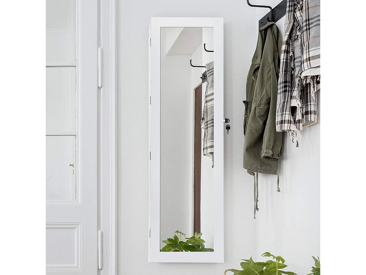 Afsluitbare LED lichtstrip sieraden kast, sieraden Armoire, make-up sieraden organisator,grote opslagcapaciteit sieraden doos met 2 lades, 1 armband BarVH32994