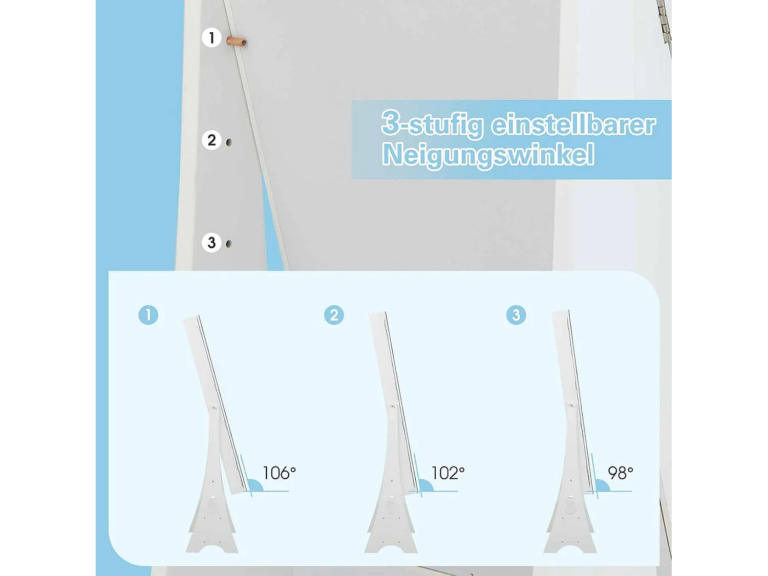 Sieradenkast met spiegel, met verlichting, sieradenspiegelkast met schuifladen en inklapbare plank, ideaal voor make-up (wit)VH32707