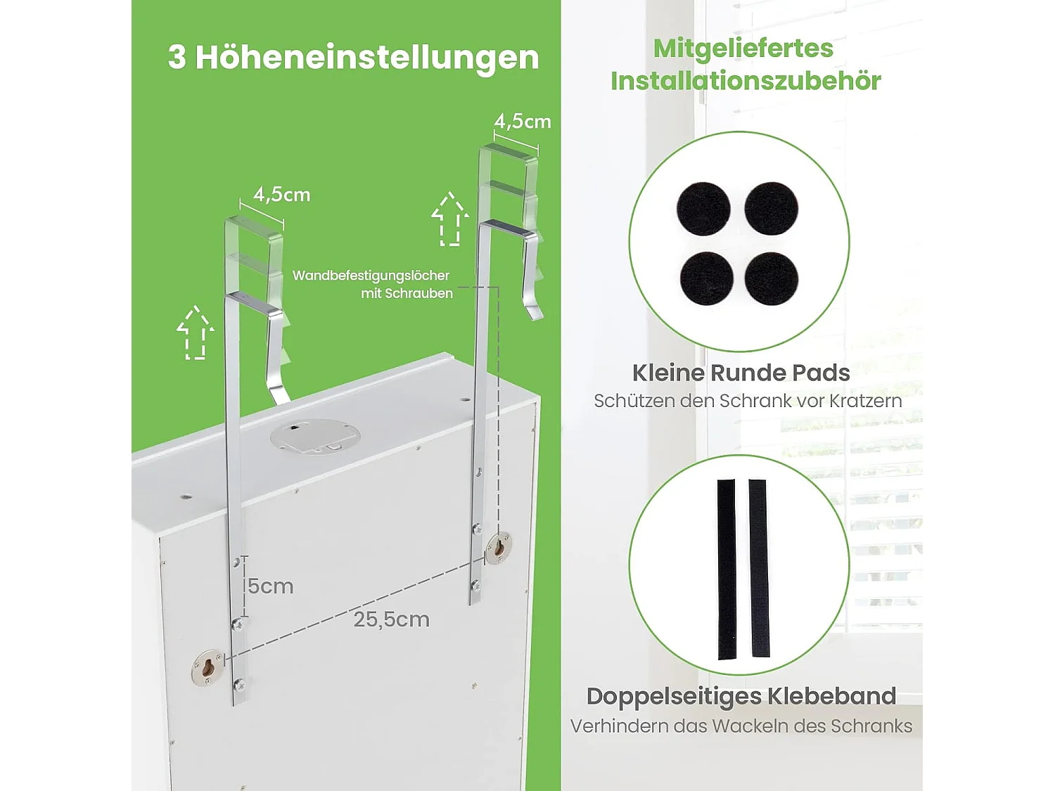 Hangende sieradenkast, simpelkast met ledverlichting,hangkast voor deur- en wandmontage, sieradenkast voor het opbergen van sieraden en cosmetica, witTI85214