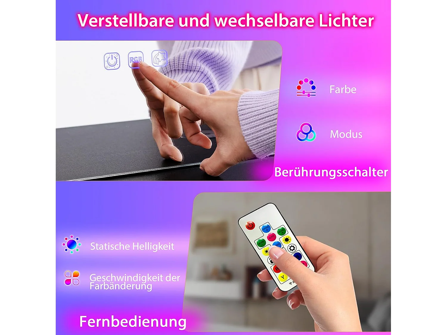 Make-uptafel met ledverlichting, kaptafel met 7 dynamische en 7 statische dimbare ledlampen, draadloos laadstation, USB-poort en 4 laden, make-uptafel met kruk