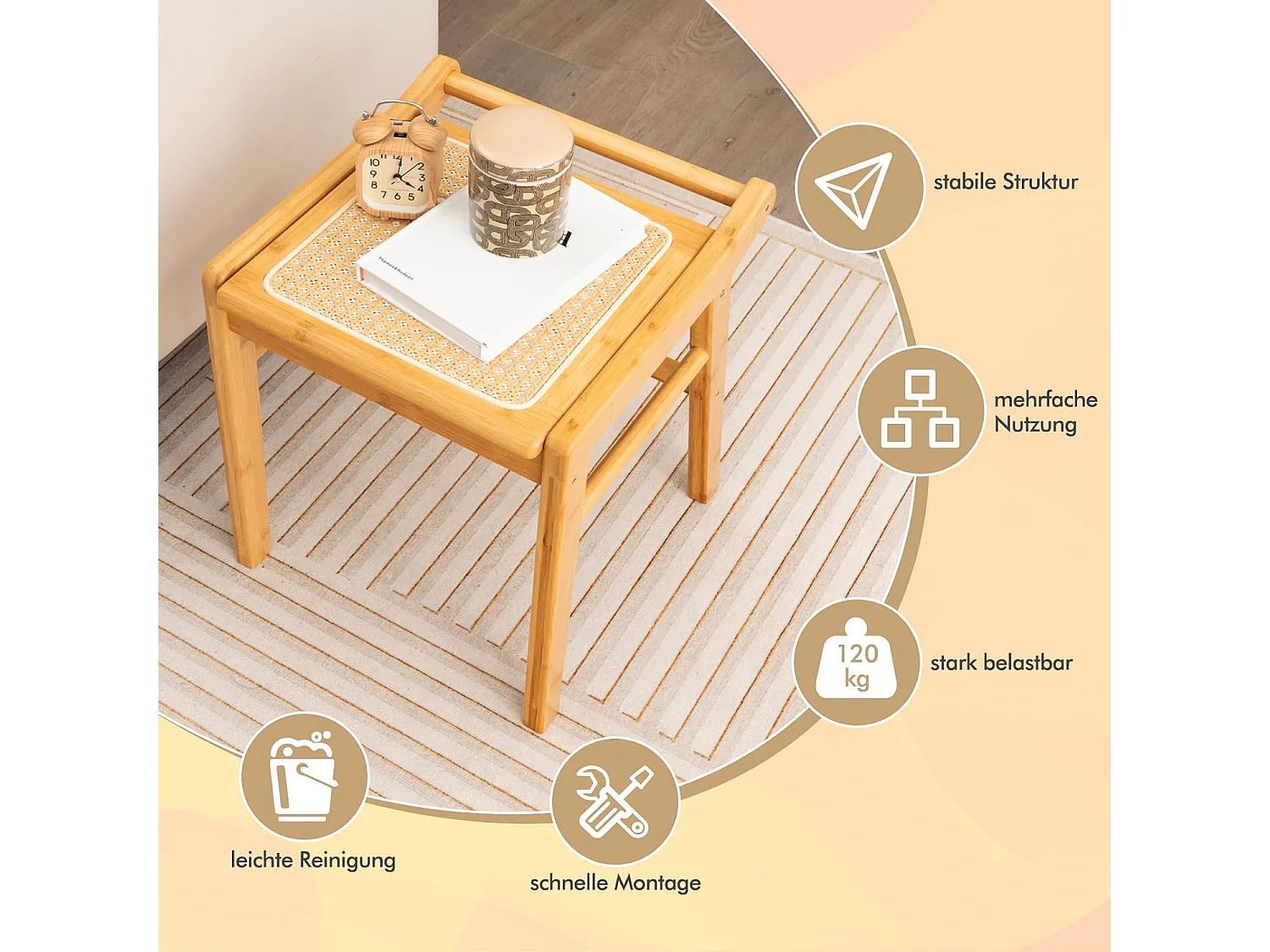 Make-uptafel met kruk, kaptafel van bamboe, kaptafel met verstelbare spiegel en 2 laden en glazen tafelblad, make-uptafel voor slaapkamer60 x 46,5 x 125 cmVH33200