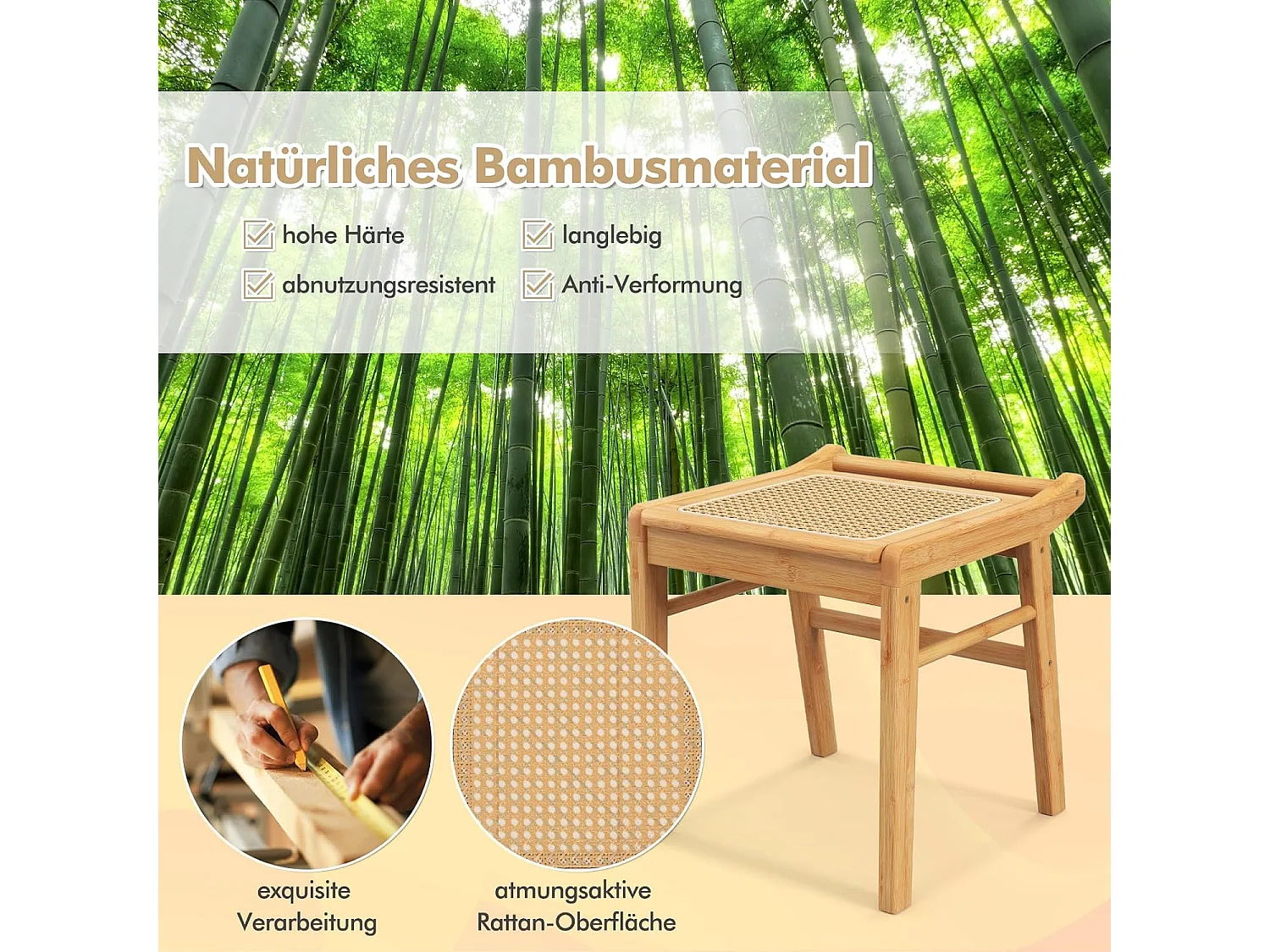 Make-uptafel met kruk, kaptafel van bamboe, kaptafel met verstelbare spiegel en 2 laden en glazen tafelblad, make-uptafel voor slaapkamer60 x 46,5 x 125 cmVH33200