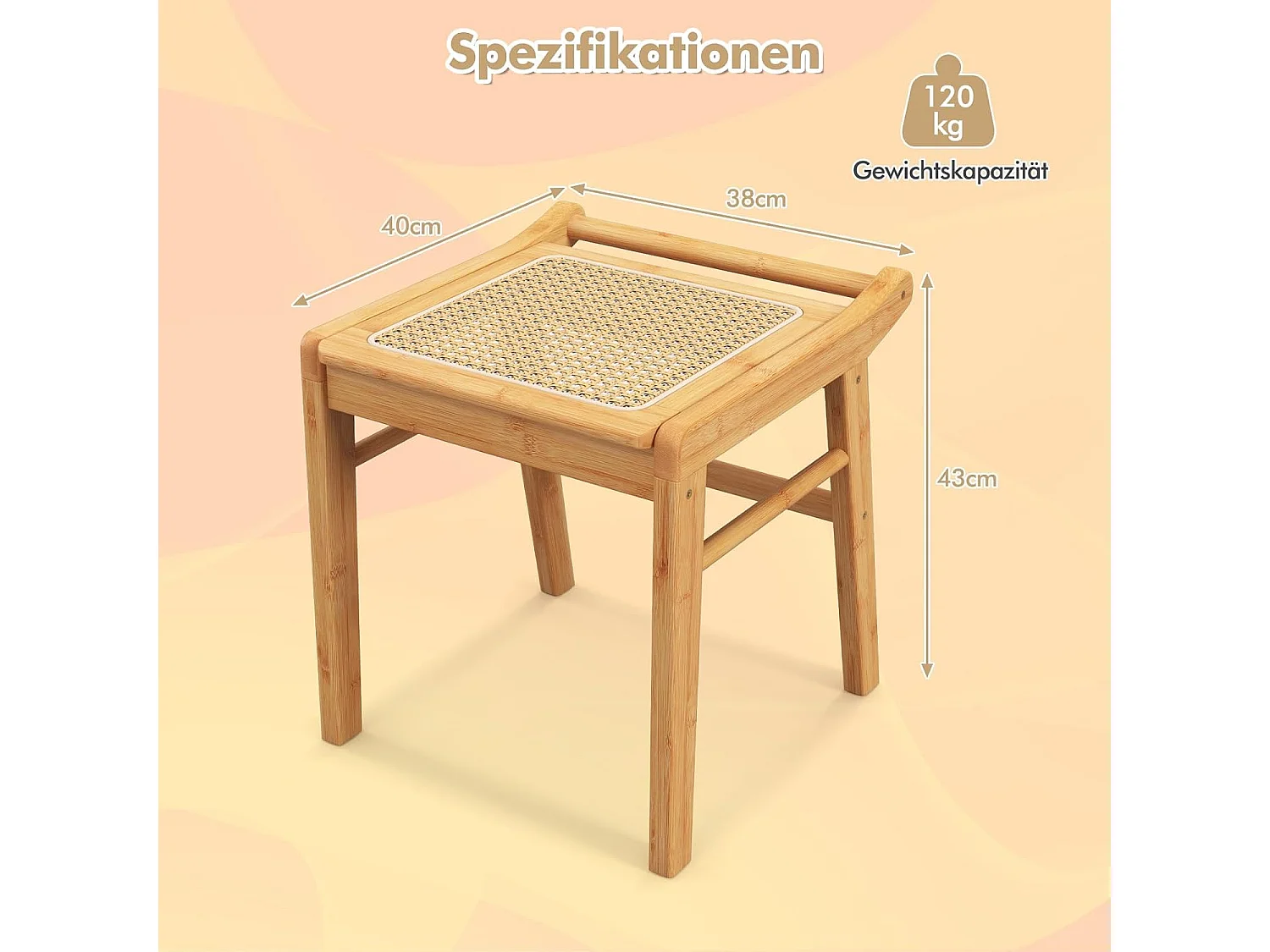 Make-uptafel met kruk, kaptafel van bamboe, kaptafel met verstelbare spiegel en 2 laden en glazen tafelblad, make-uptafel voor slaapkamer60 x 46,5 x 125 cmVH33200