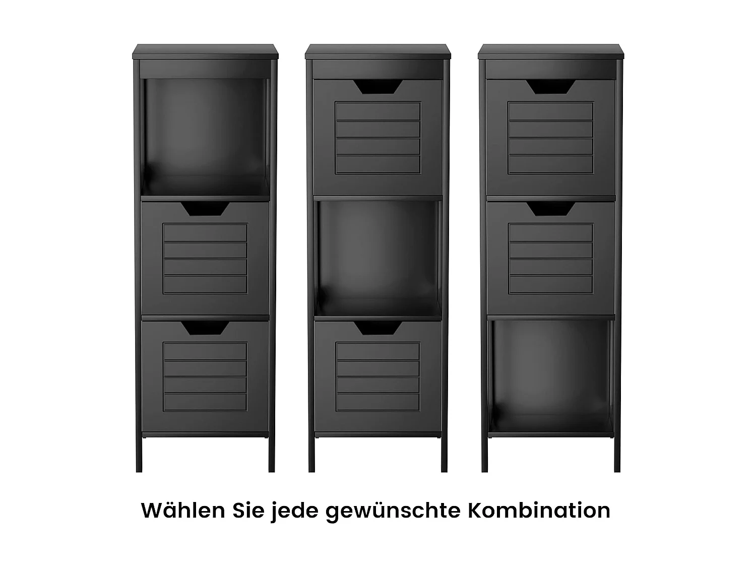 Badcommode met 2 laden, badkamerkast, houten badkamerkast voor woonkamer, badkamer, zwart, 30 x 30 x 89 cmTI83013