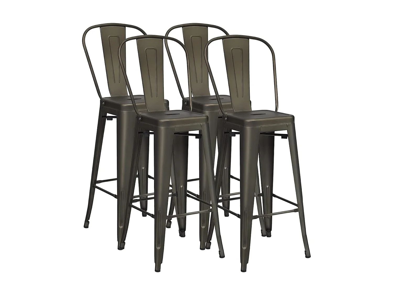 Set van 4 barkrukken,vintage stapelbaar,barkruk met afneembare rugleuning en voetkussens, bistrostoel, keukenkruk van metaal, tot 150 kg belastbaarTI88437