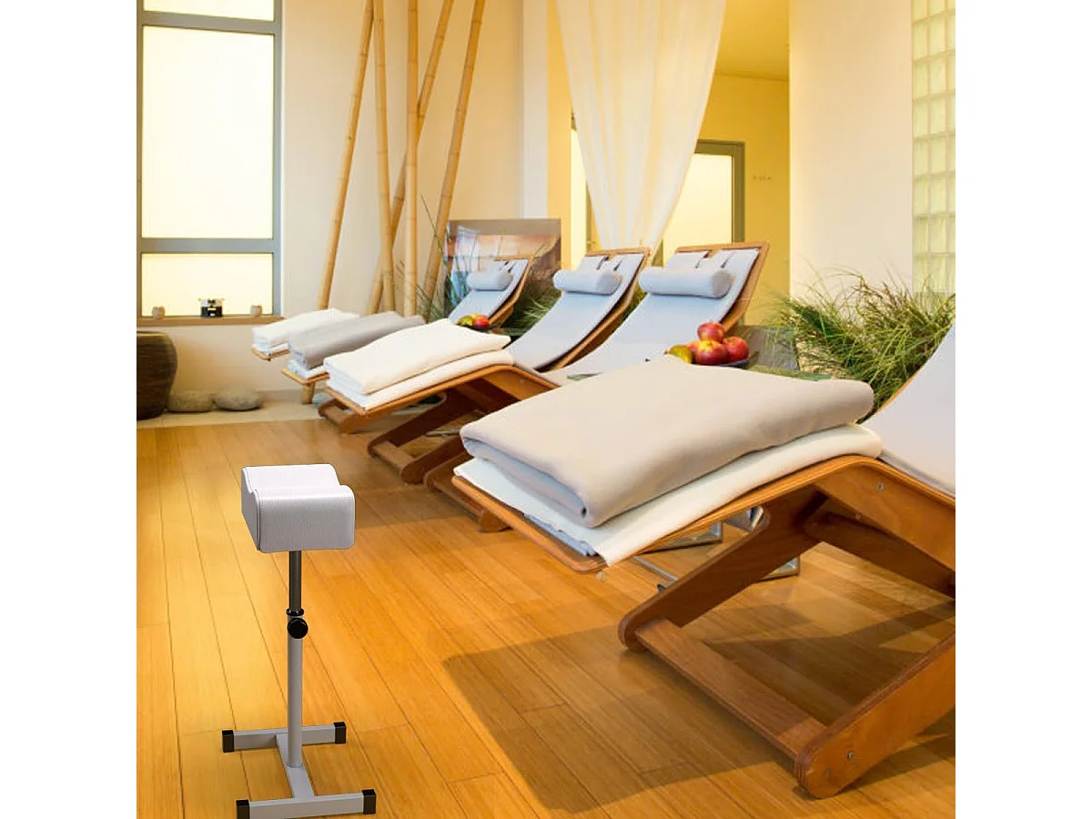 Pedicure kruk, beensteun, in hoogte verstelbaar van 45-65 cm, voetensteun, voetenbank voor nagelverzorging in salons, spa, witTN06765