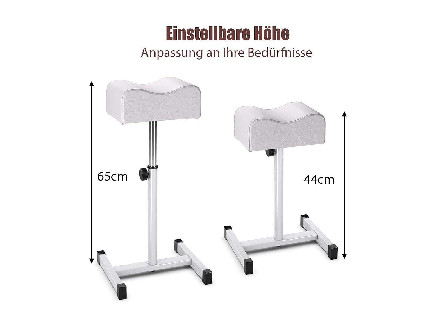Pedicure kruk, beensteun, in hoogte verstelbaar van 45-65 cm, voetensteun, voetenbank voor nagelverzorging in salons, spa, witTN06765