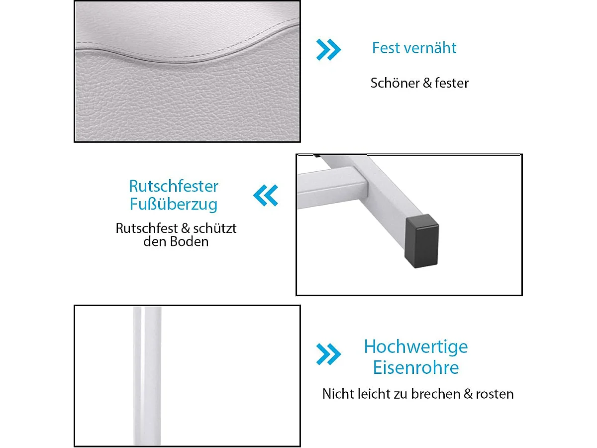 Pedicure kruk, beensteun, in hoogte verstelbaar van 45-65 cm, voetensteun, voetenbank voor nagelverzorging in salons, spa, witTN06765