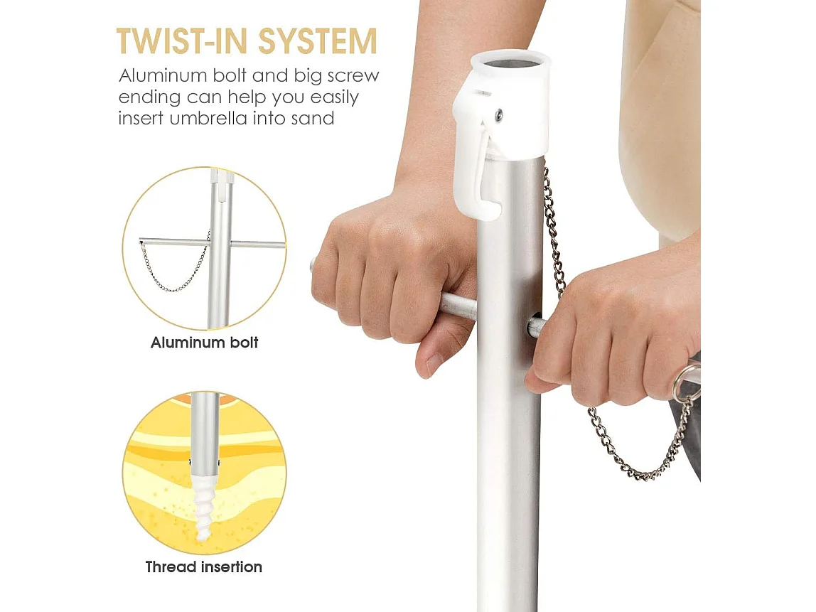 182cm strandparaplu met zandanker, Patio paraplu met drukknop kantel & UPF 50 + bescherming, draagbare parasol met draagtas voor tuin,buiten (Groen + blauw)ZB34460