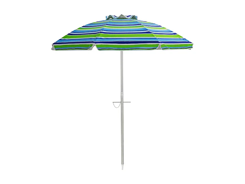 182cm strandparaplu met zandanker, Patio paraplu met drukknop kantel & UPF 50 + bescherming, draagbare parasol met draagtas voor tuin,buiten (Groen + blauw)ZB34460