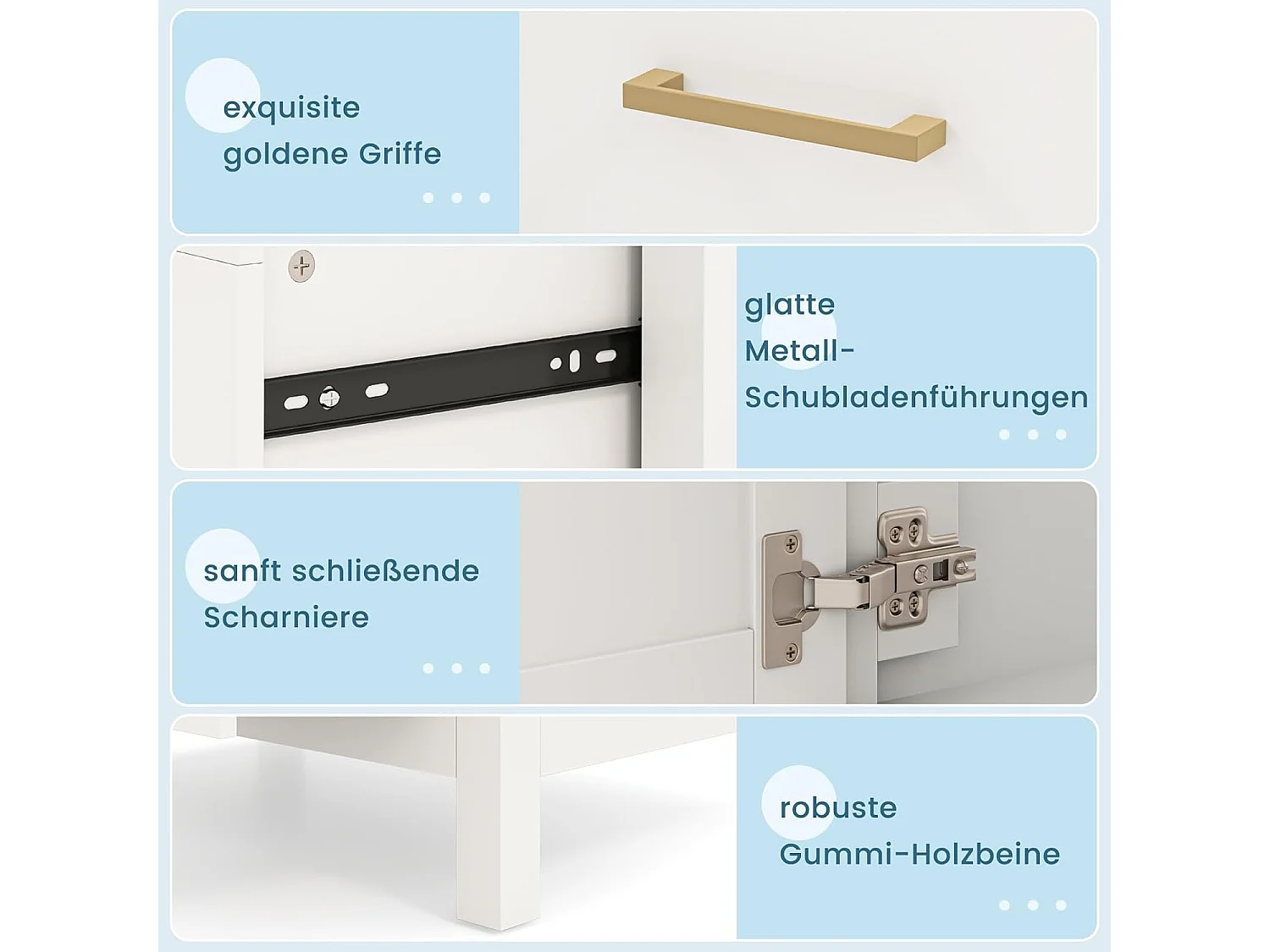 Wastafelonderkast met onderkast, wastafelonderkast met 2 laden en 2 deuren, wastafelonderkast hout, 76 x 46,5 x 86 cm, witVH34263