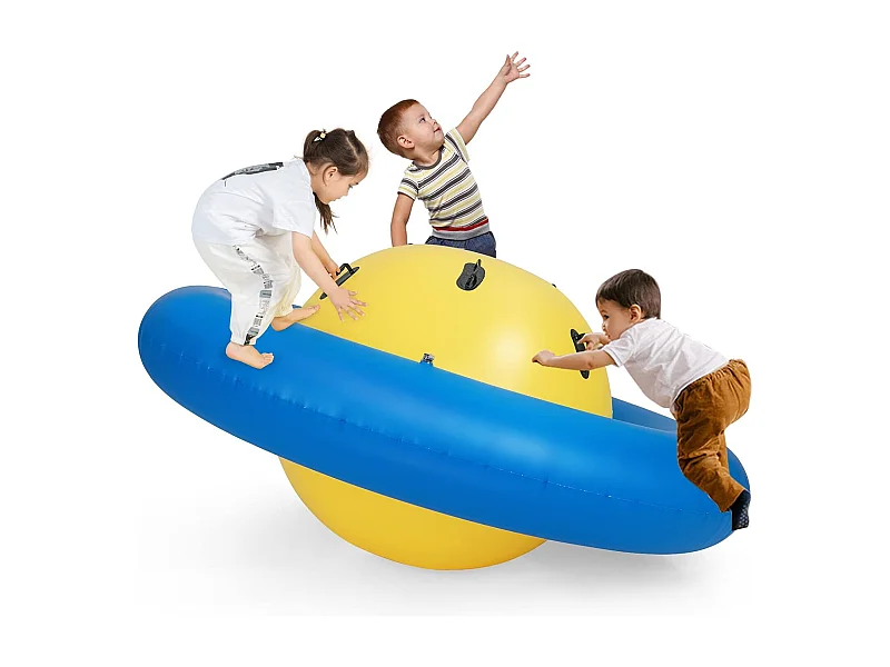 Opblaasbare koepelwip voor kinderen,223 cm grote kinderwip om te rollen,met 6 geïntegreerde handgrepen,outdoor-wip voor kinderen vanaf 5 jaar (geel + blauw)ZB32102