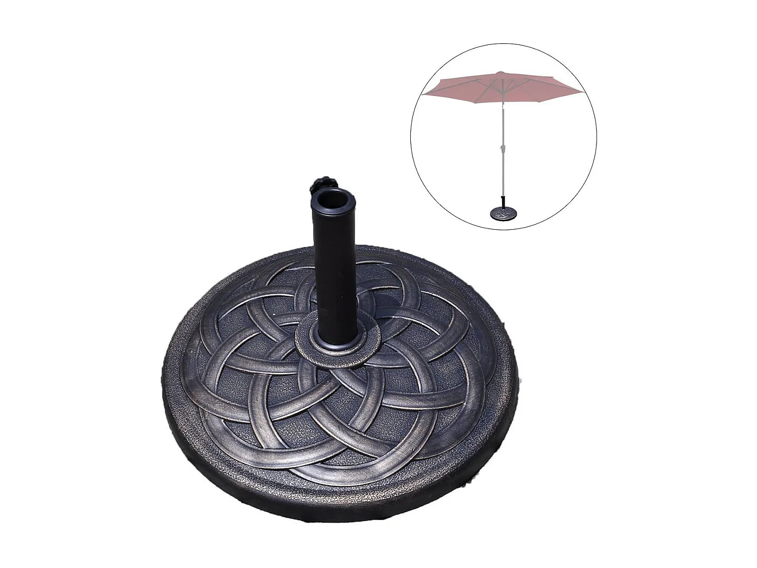 Parasolstandaard, marktparaplustandaard, parasolvoet, balkonparaplustandaard, parasol, standaard, rond, bronskleurig (model 1)