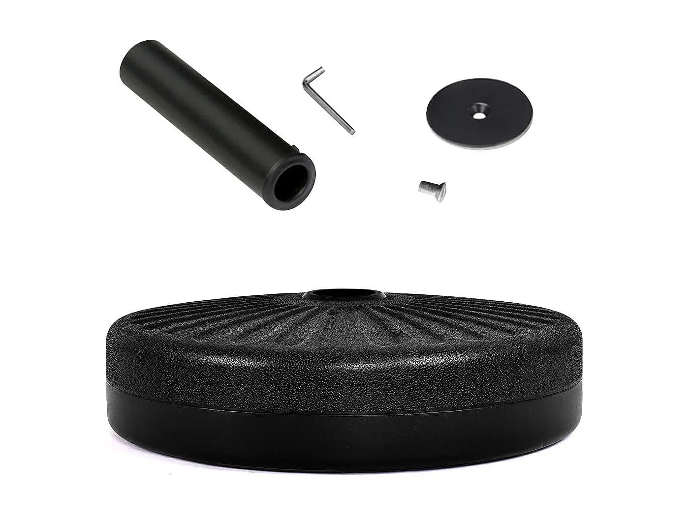 Parasolstandaard, marktparaplustandaard, parasolvoet, balkonparasolstandaard, rond, vulbaar, zwart