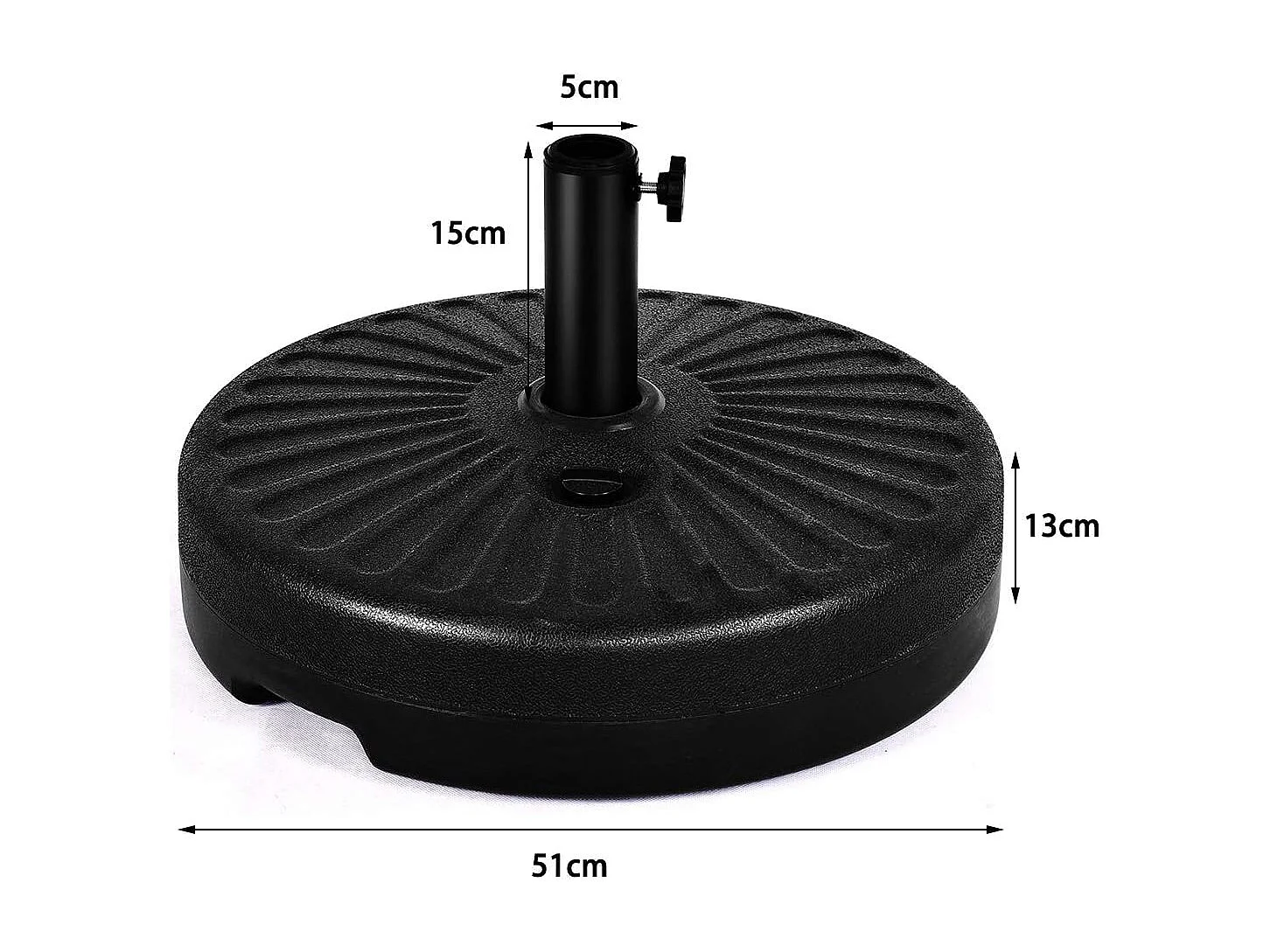 Parasolstandaard, marktparaplustandaard, parasolvoet, balkonparasolstandaard, rond, vulbaar, zwart