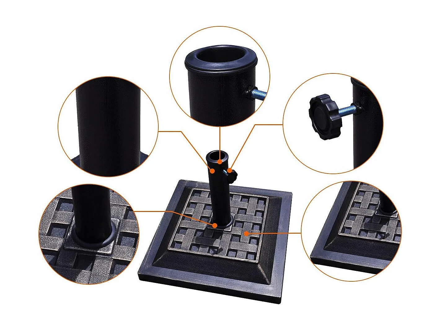 Parasolvoet voor Patio, Zware Parasolvoet voor buiten, Gietijzer parapluhouder voor Tuin Strand, Klassieke Vierkante Paraplu Staand Dek Veranda