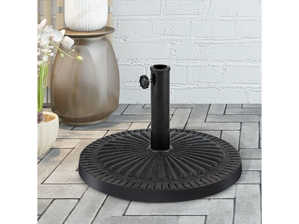 Parasolstandaard, diameter 49 cm, ronde marktparaplustandaard, parasolstandaard voor 38/48 mm stangen, parasolvoet