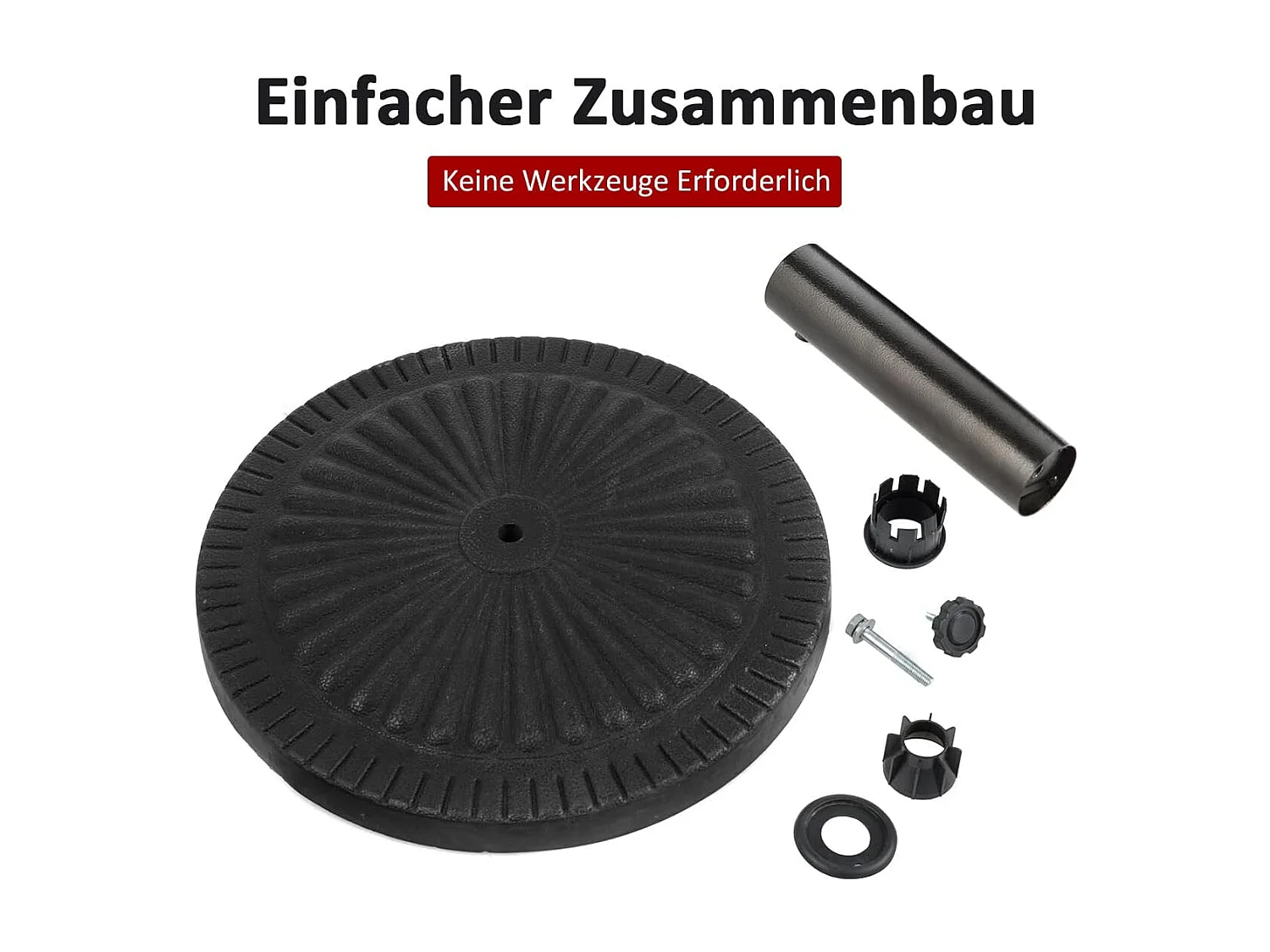 Parasolstandaard, diameter 49 cm, ronde marktparaplustandaard, parasolstandaard voor 38/48 mm stangen, parasolvoet