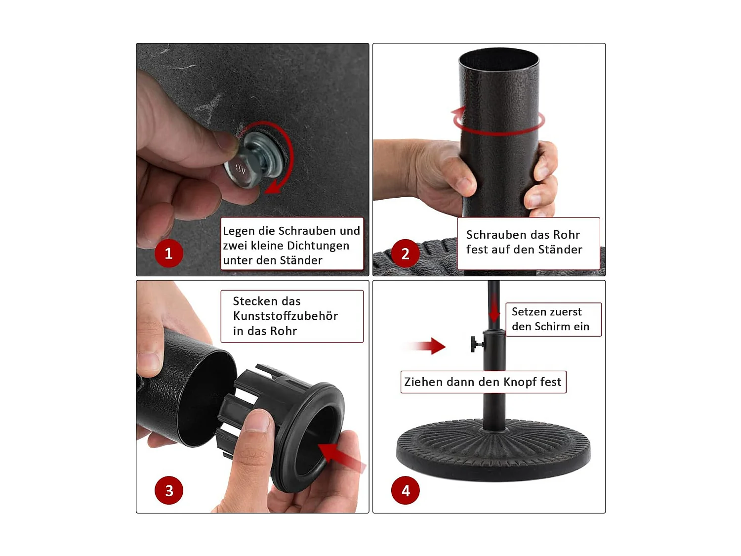Parasolstandaard, diameter 49 cm, ronde marktparaplustandaard, parasolstandaard voor 38/48 mm stangen, parasolvoet