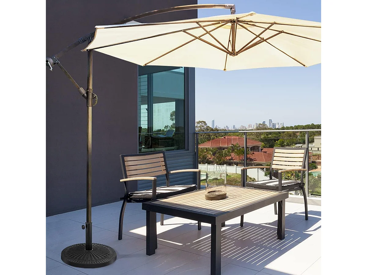 Parasolstandaard, diameter 49 cm, ronde marktparaplustandaard, parasolstandaard voor 38/48 mm stangen, parasolvoet