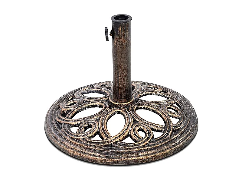 Parasolstandaard, ronde parasolstandaard voor parasolstangen van 38/48 mm, Ø 45 cm, marktparaplustandaard van gietijzer, parasolvoet voor tuin, balkon, brons
