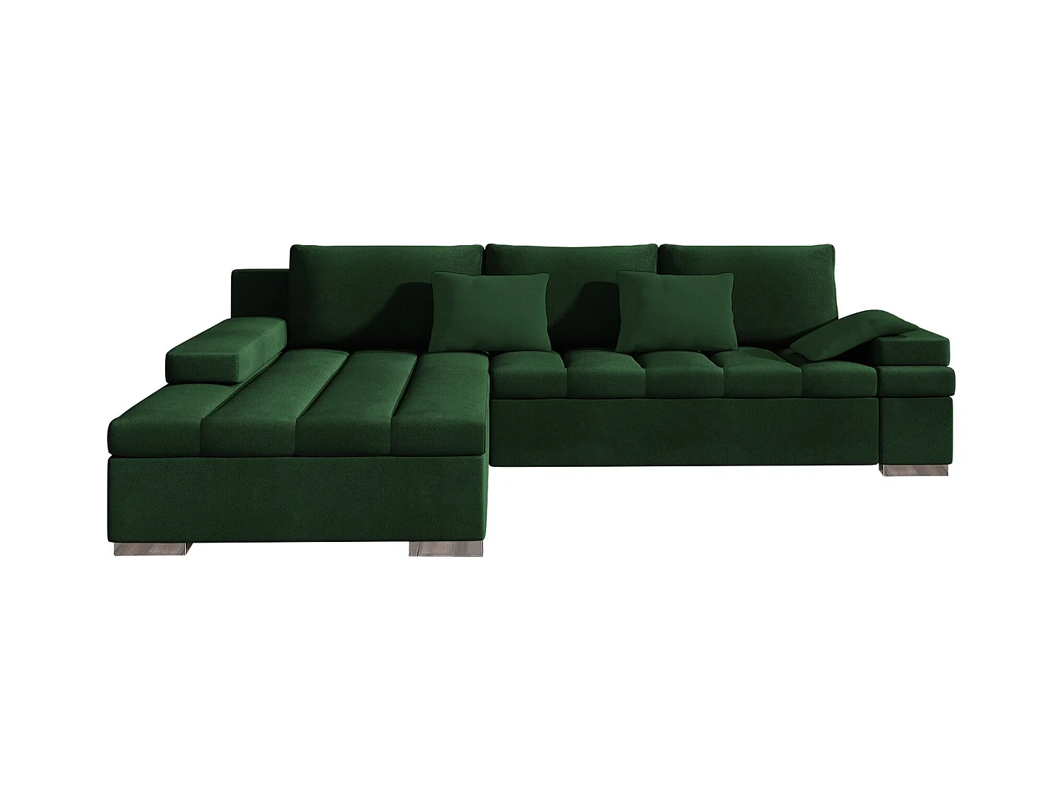 Canapé d'angle Comfivo 113, Vert, Fonction de couchage, Boîte de literie, 310x175x83cm