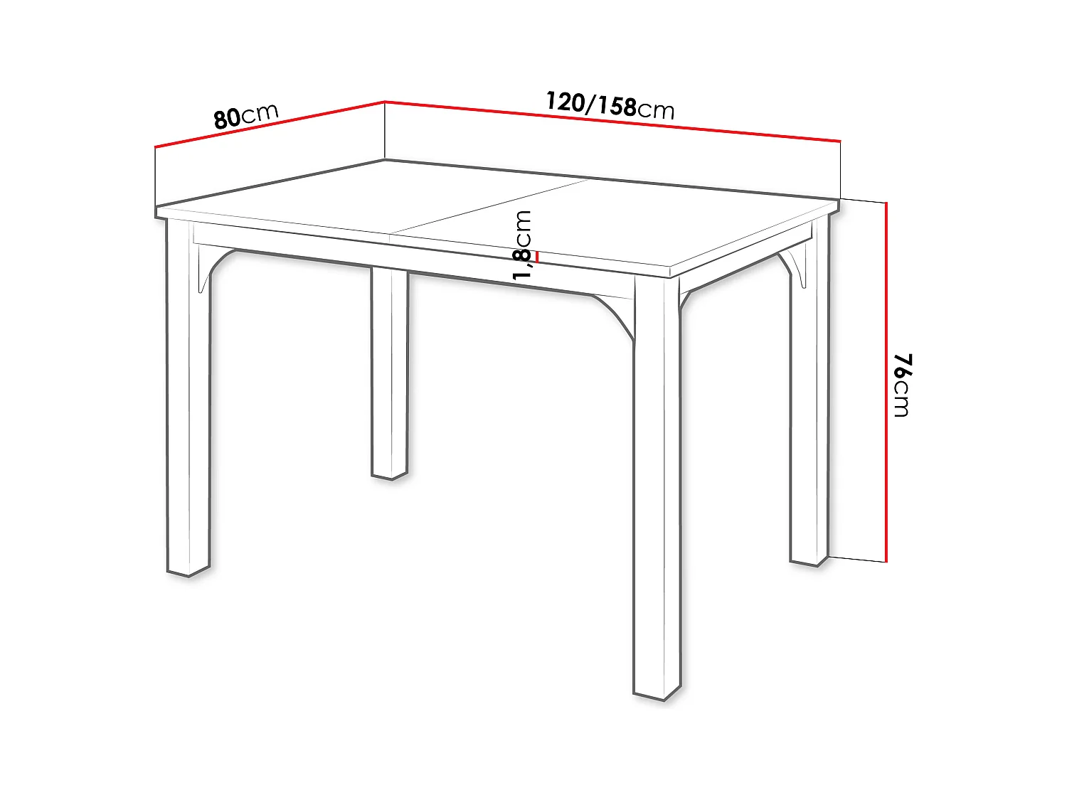 Mesa Oswego 135, Negro, 76x80x120cm, Alargamiento, Aglomerado laminado, Metal