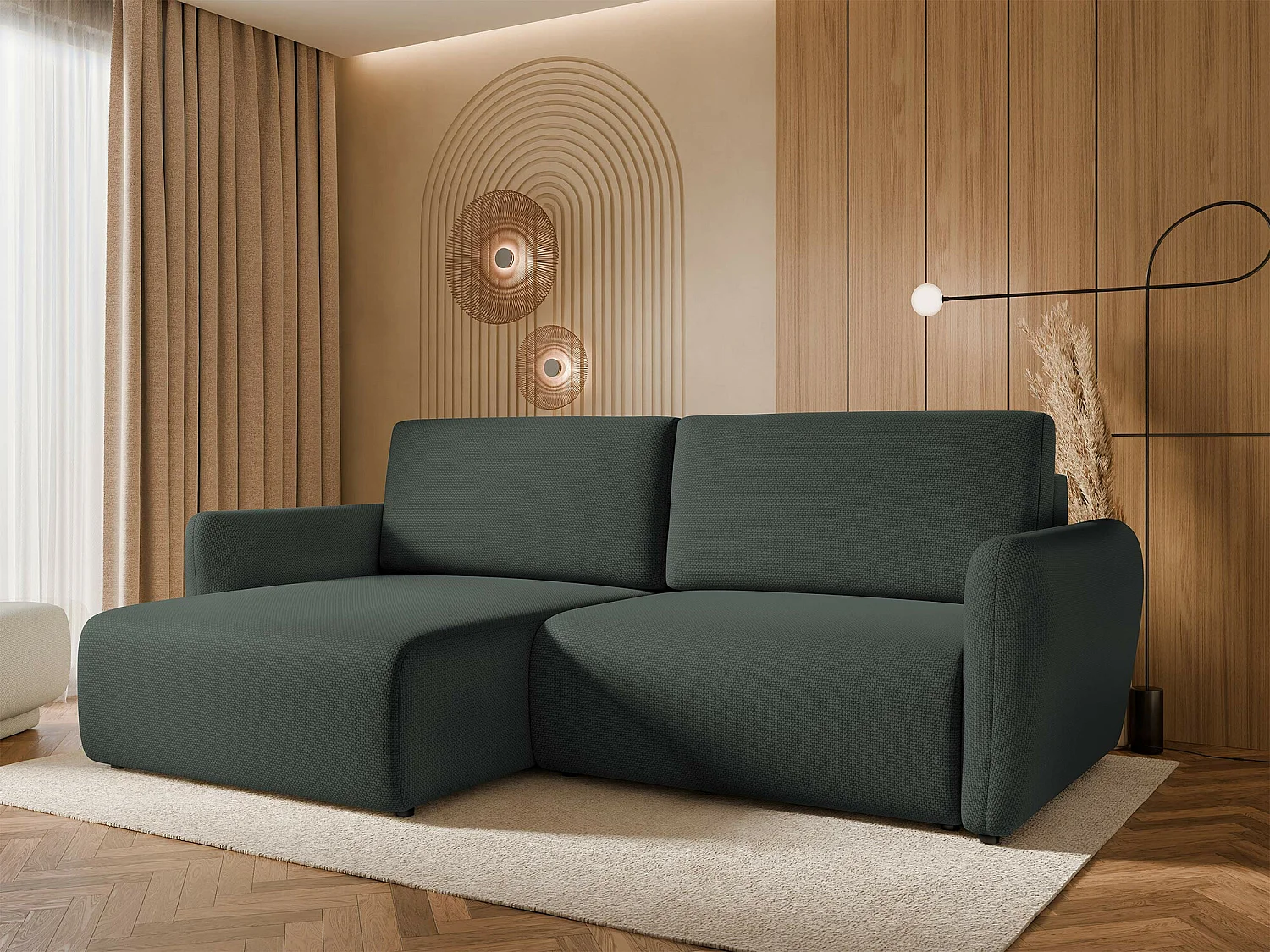 Canapé d'angle Temple 131, Gris, Disponible, 234x140x81cm