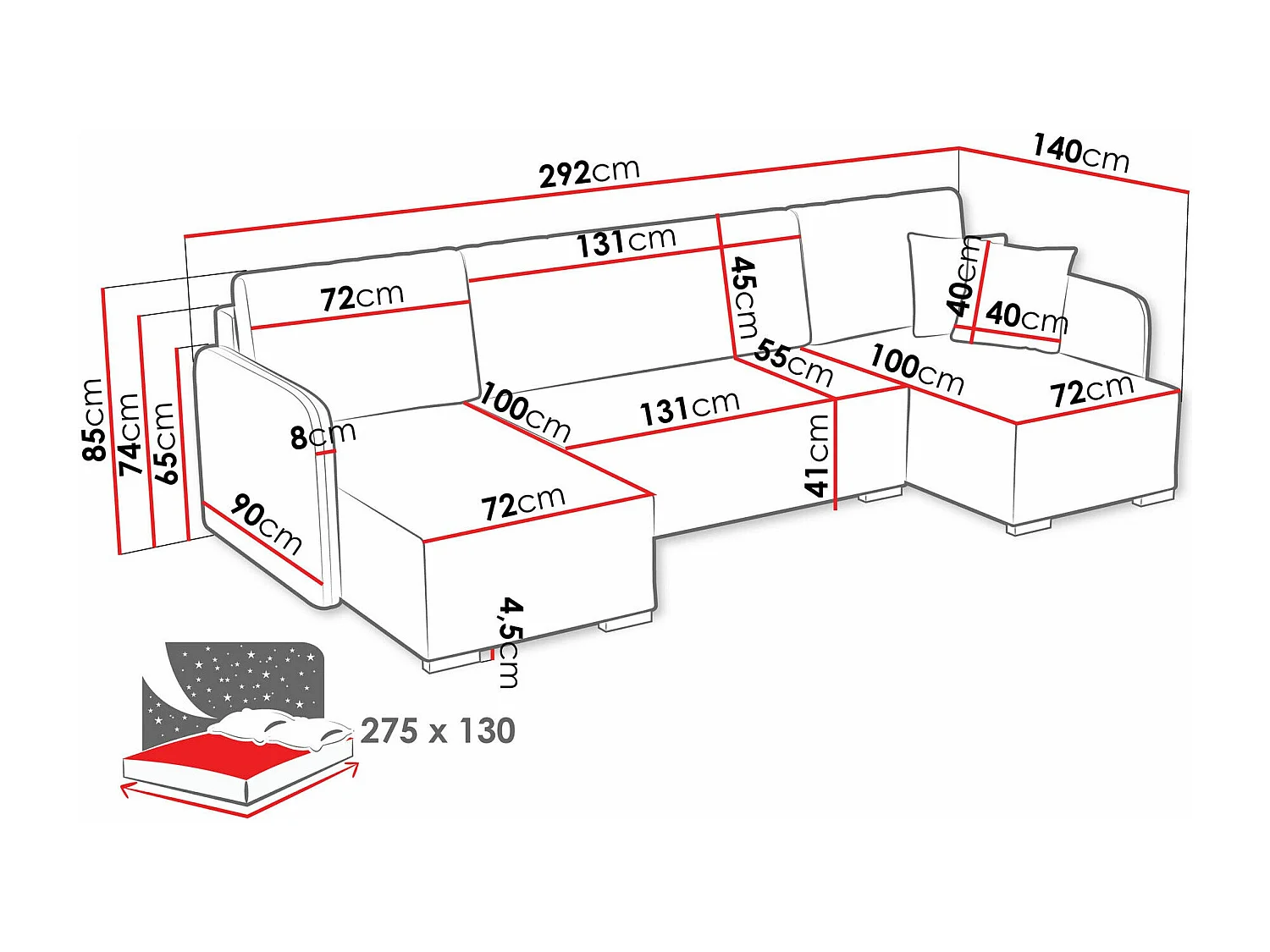 Canapé d'angle Columbus 246, Brun clair, Fonction de couchage, Boîte de literie, 292x85cm
