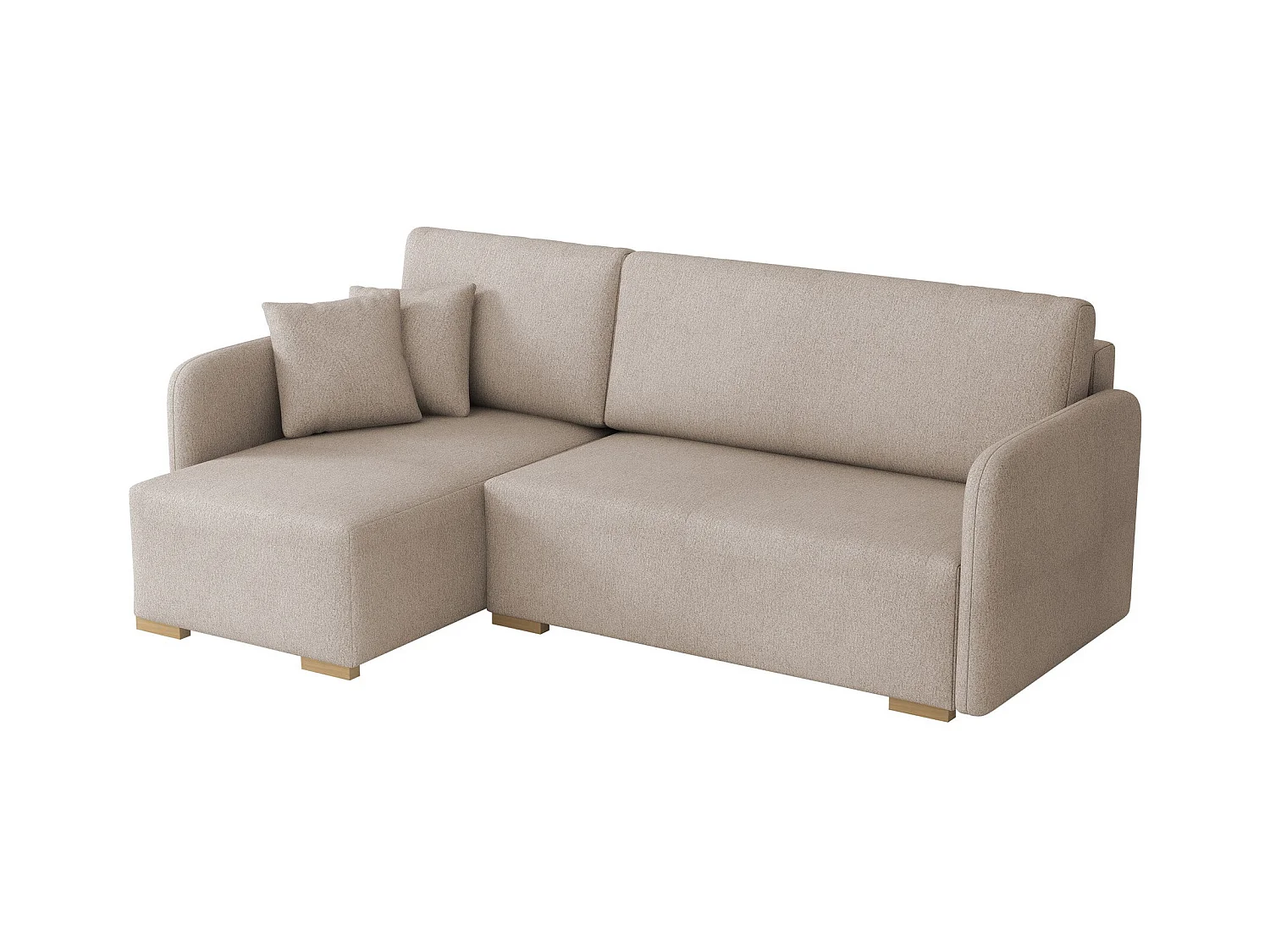 Canapé d'angle Columbus 245, Brun clair, Fonction de couchage, Boîte de literie, 220x85cm