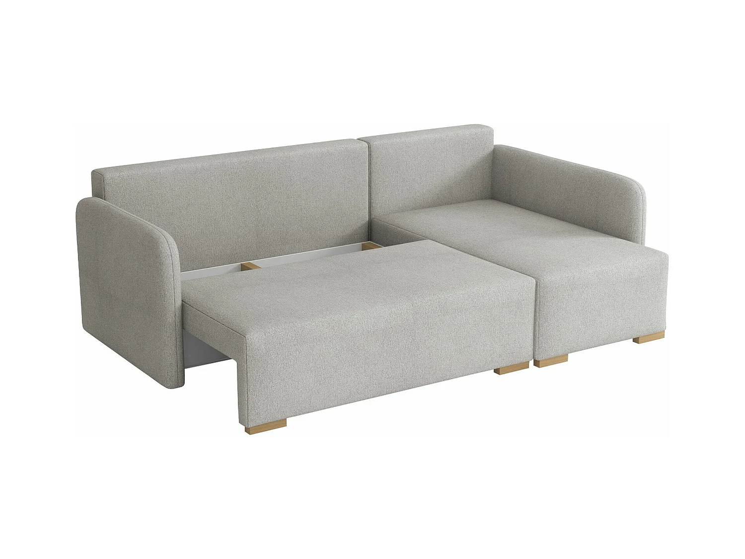 Canapé d'angle Columbus 245, Brun clair, Fonction de couchage, Boîte de literie, 220x85cm