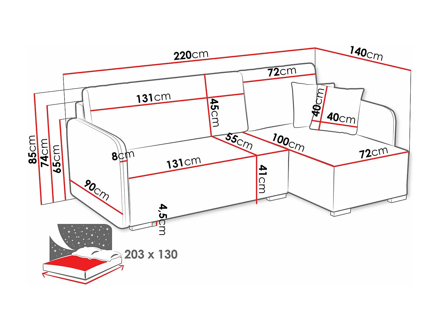 Canapé d'angle Columbus 245, Brun clair, Fonction de couchage, Boîte de literie, 220x85cm