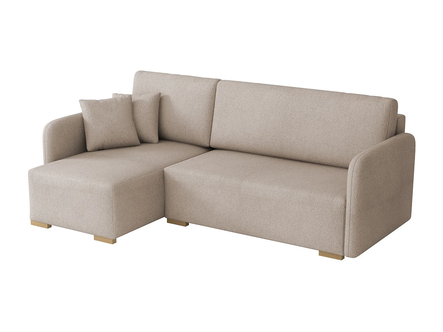 Sofá rinconero Columbus 245, De color marrón claro, Función de descanso, Almacenaje, 85cm