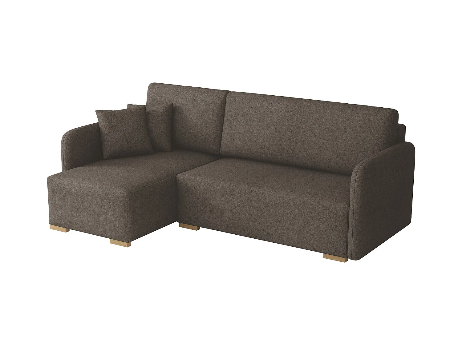 Canapé d'angle Columbus 245, Marron, Fonction de couchage, Boîte de literie, 220x140x85cm