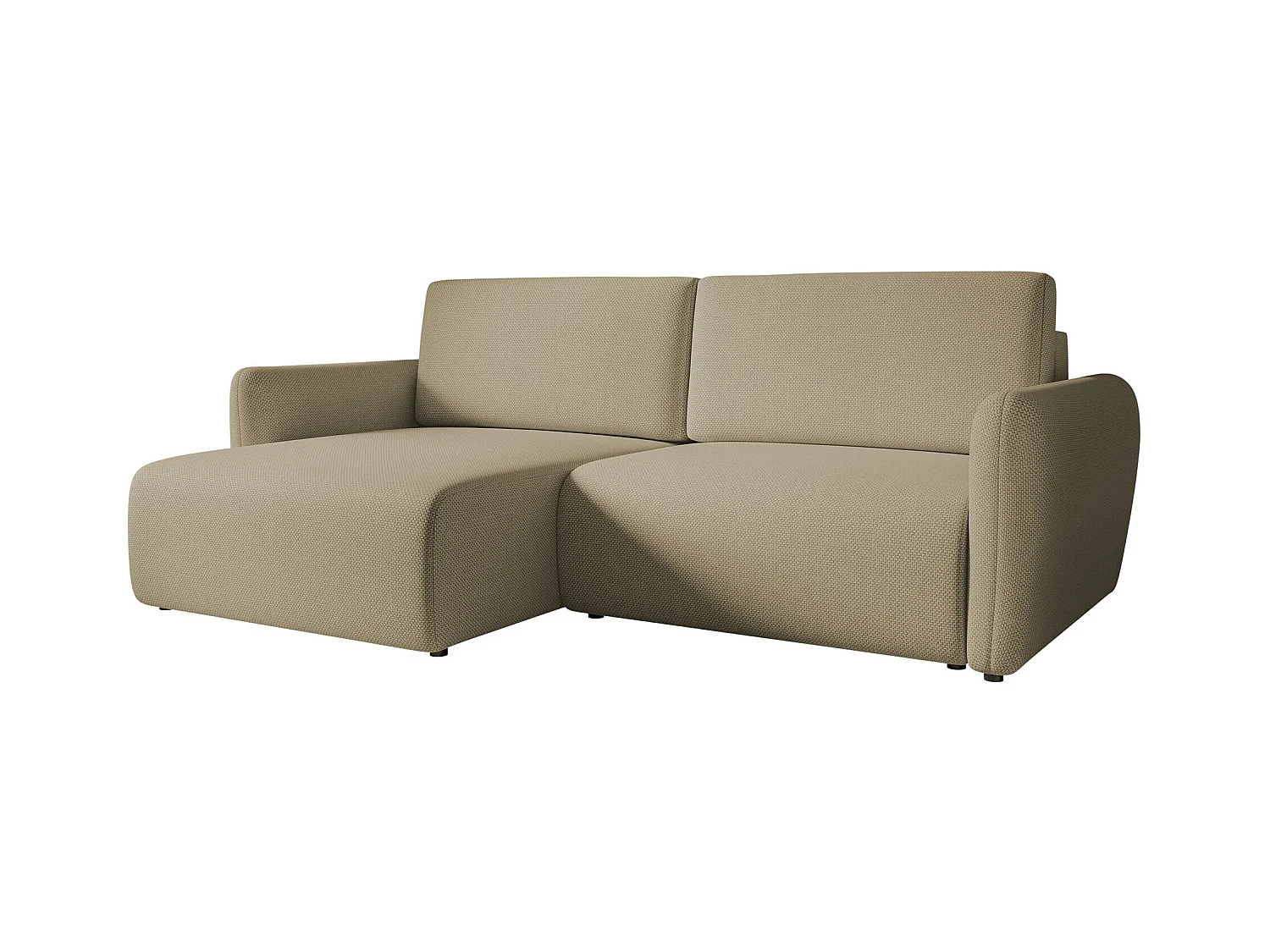 Canapé d'angle Temple 131, Brun clair, Fonction de couchage, Boîte de literie, 234x140cm